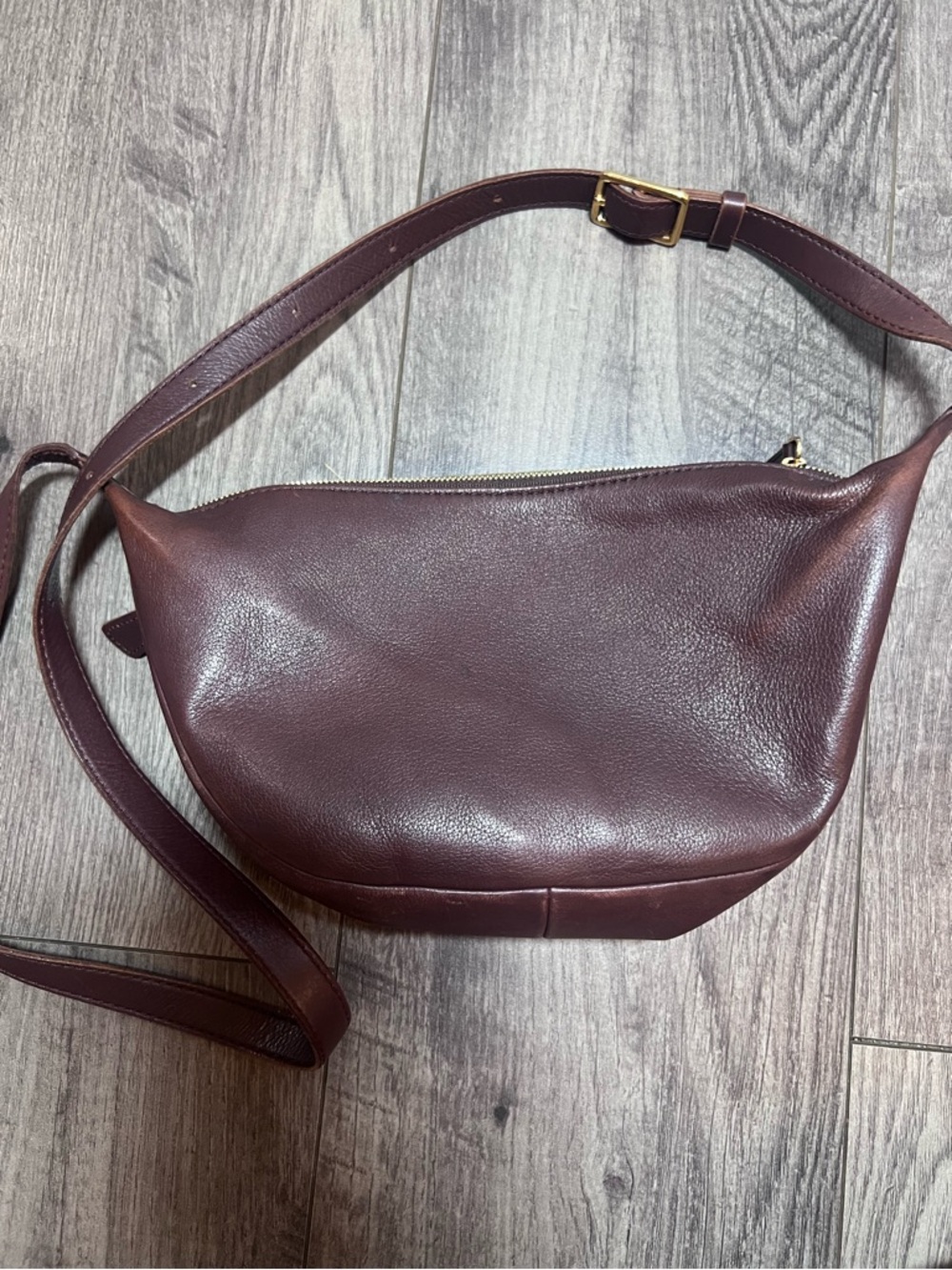 Madewell Leather Crossbody Bag with Gold Hardware